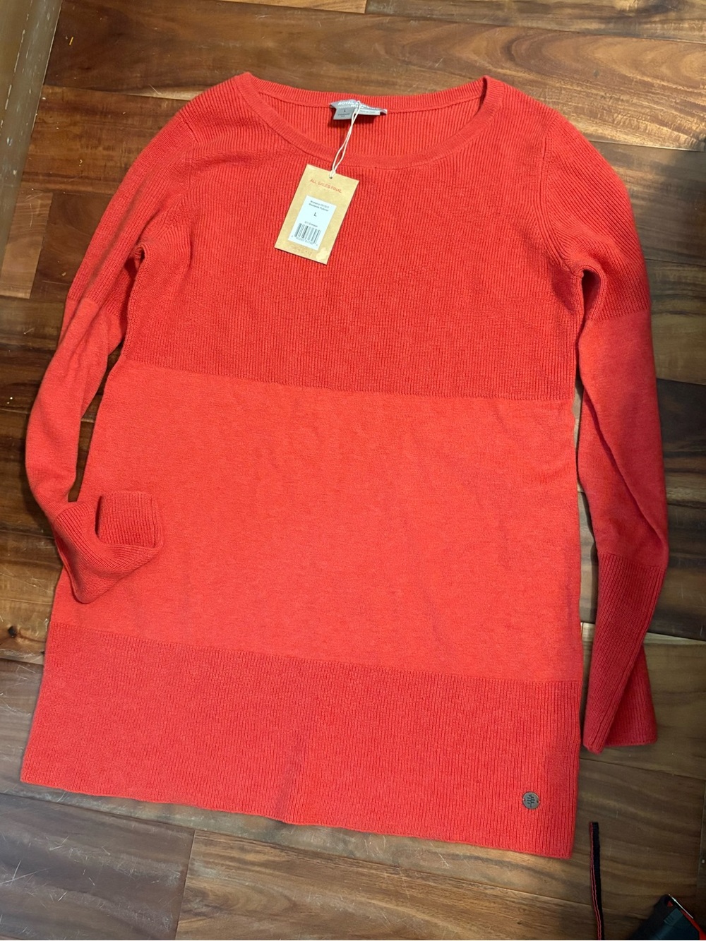 NWT Royal Robbins Westlands Merino Wool Sweater Red Coral Crewneck Size Large